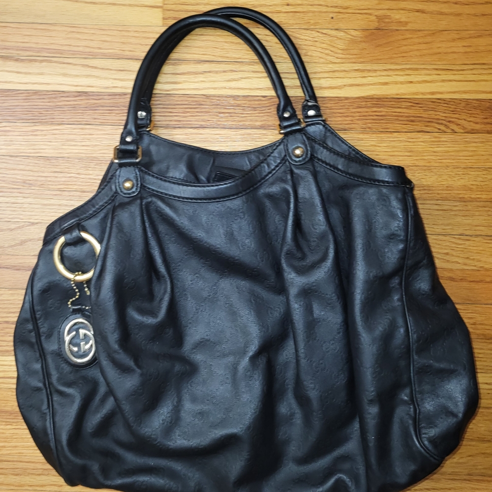 Gucci Sukey Guccisima Black Leather Tote